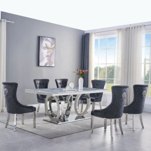 Luxury 6-seater stainless steel dining table – Modern design with premium quality, available in customizable finishes