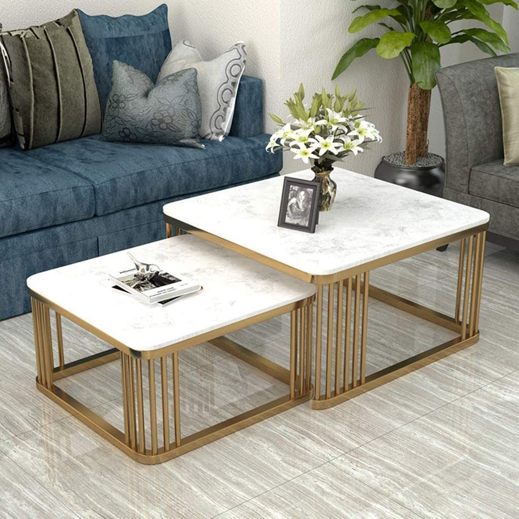 Elegant Contemporary Square Nesting Tables Set of 2 - Perfect for Home Décor