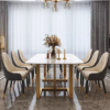 Luxury Six-Seater Stainless Steel Dining Table with Nano Marble Top