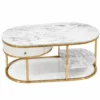 Contemporary Double Drawer Marble Accent Table with sleek marble surface and elegant storage drawers