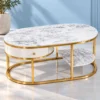 Contemporary Double Drawer Marble Accent Table with sleek marble surface and elegant storage drawers