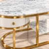 Contemporary Double Drawer Marble Accent Table with sleek marble surface and elegant storage drawers