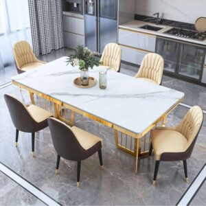 Modern Luxury Stainless Steel Dining Table Set with Customization Options