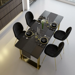 Modern Luxury Dining Set - High-End Stainless Steel Dining Table with Luxury Chairs | Customization Available