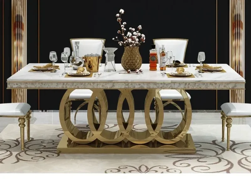 Audi Dining Table Set in Stainless Steel PVD