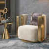 Revolving Luxury Comfy Chair with stainless steel frame and plush upholstery,