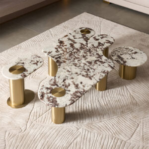 Contemporary Meraki Coffee Table with sleek metal frame and wooden top in modern living room setting