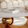 Oval Coffee Table Set with Marble Top