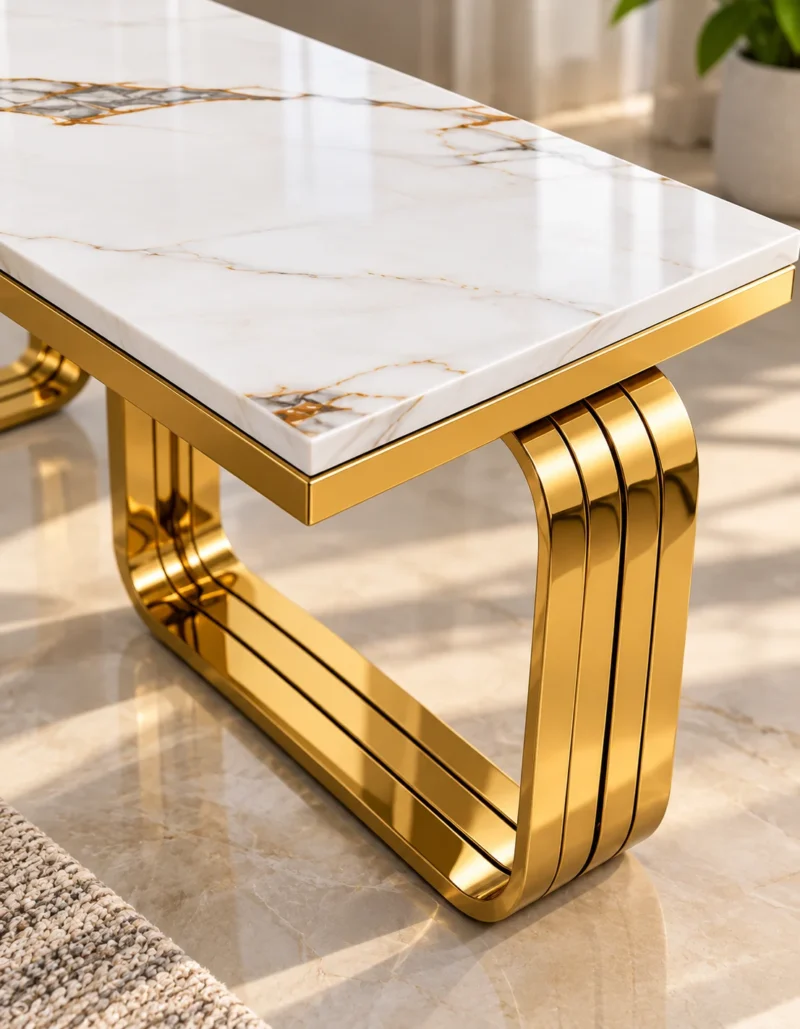 Elegant Modern Nesting Coffee Table Set of 2 in stainless steel
