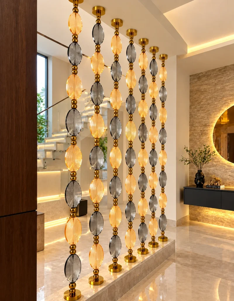 Aurelia Luxe crystal glass suspended room divider for luxury living room