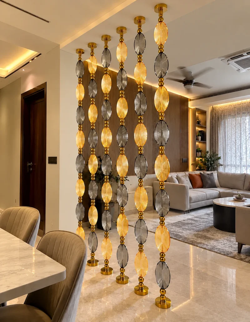 Aurelia Luxe crystal glass suspended room divider for luxury living room