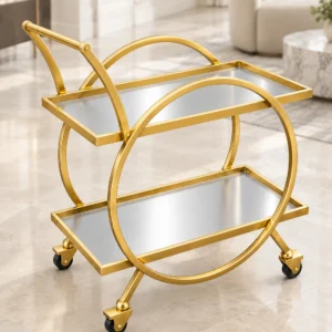 Orbella Luxe gold serving trolley with two tier design