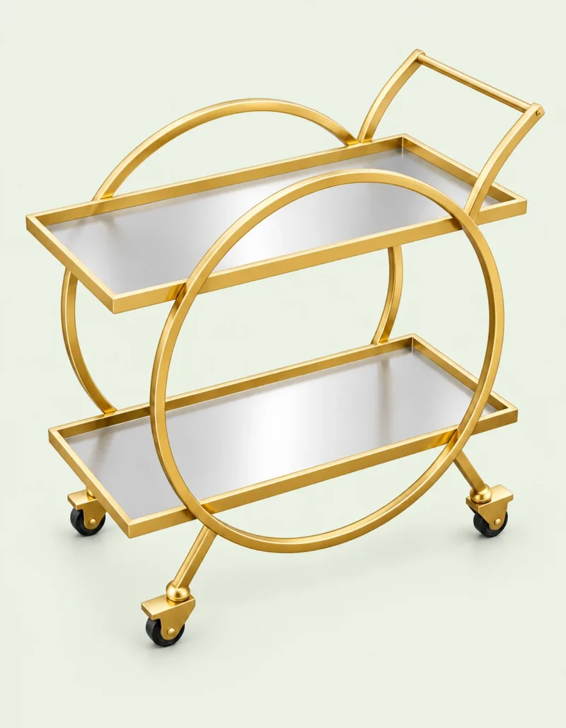 Orbella Luxe gold serving trolley with two tier design
