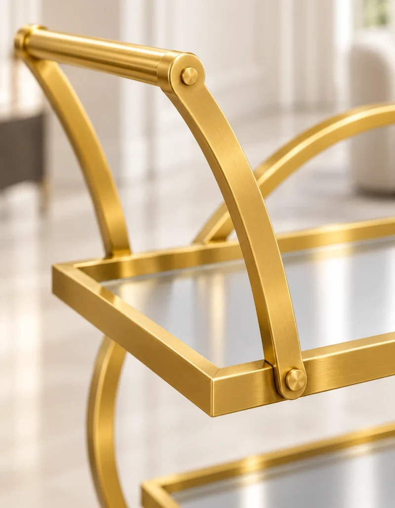 Orbella Luxe gold serving trolley with two tier design