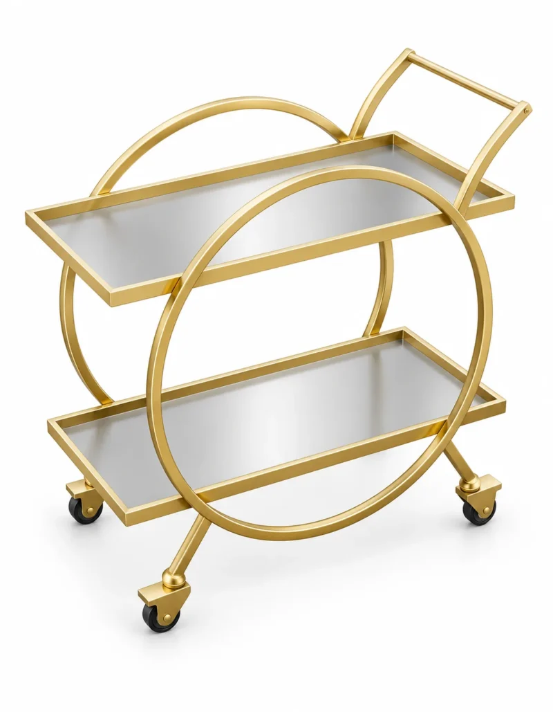 Orbella Luxe gold serving trolley with two tier design