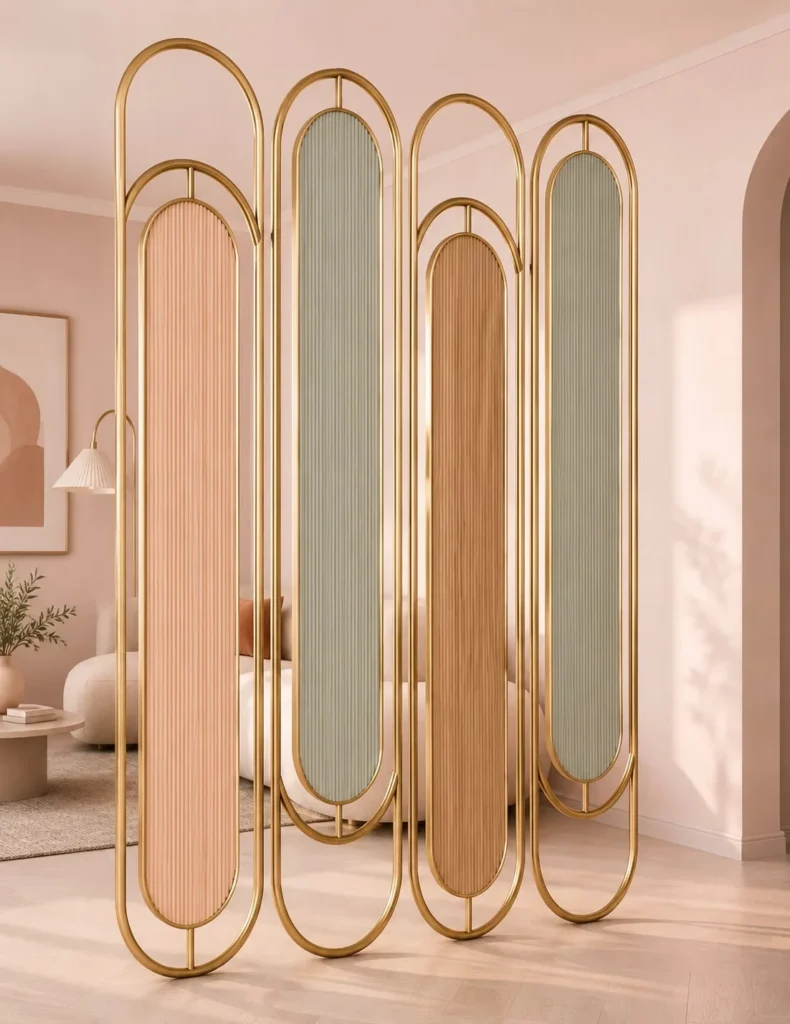 Modern glass partition for living and dining space