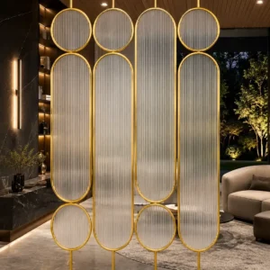 Modern glass partition for living and dining space