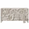 Aranya tiger carved console cabinet with raised forest and wildlife detailing
