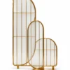 Arco Trio arched textured glass partition with Gold PVD frame