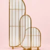 Arco Trio arched textured glass partition with Gold PVD frame