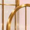 Arco Trio arched textured glass partition with Gold PVD frame