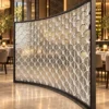ArcScallop curved premix glass partition with textured scallop pattern
