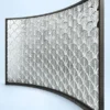 ArcScallop curved premix glass partition with textured scallop pattern
