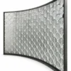 ArcScallop curved premix glass partition with textured scallop pattern