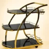 Arvento Luxe drinks serving trolley with gold frame