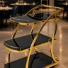 Arvento Luxe drinks serving trolley with gold frame