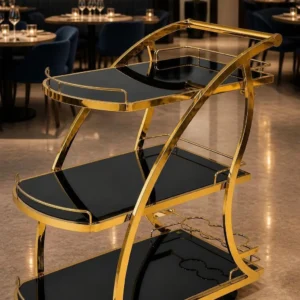 Arvento Luxe drinks serving trolley with gold frame