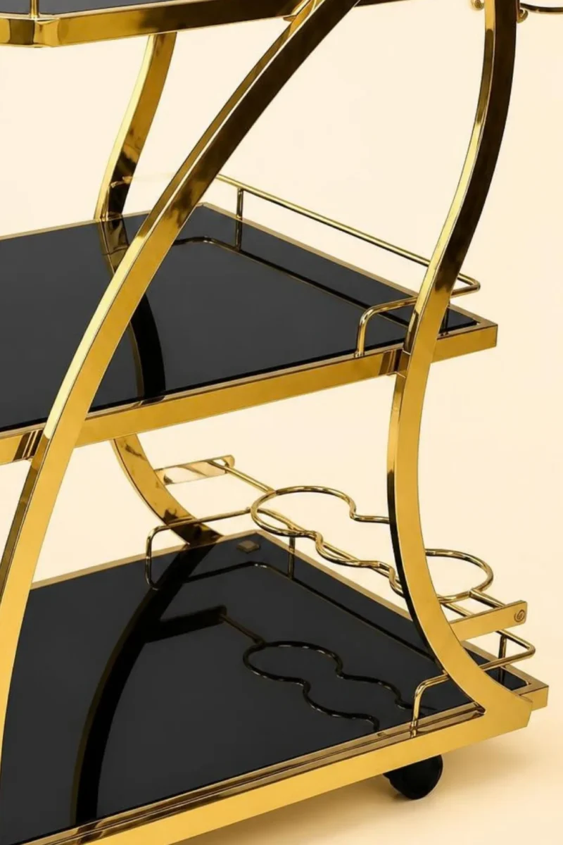 Arvento Luxe drinks serving trolley with gold frame