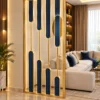 Aurelia blue and gold PVD partition with staggered blue inserts