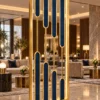 Aurelia blue and gold PVD partition with staggered blue inserts