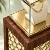 Aurelia Luxe necklace display showcase with wood pedestal
