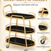 Aurelia Quad 4 tier luxury serving trolley with gold frame