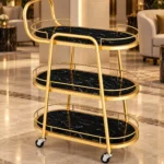 Aurelia Quad 4 tier luxury serving trolley with gold frame