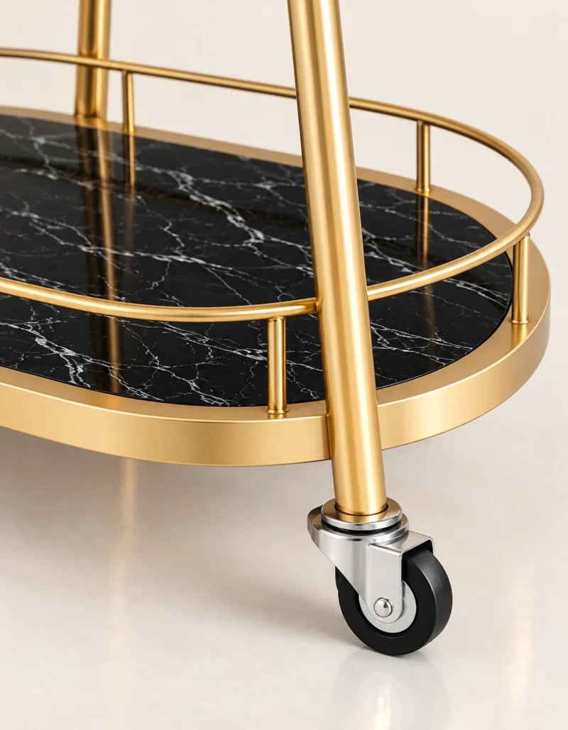 Aurelia Quad 4 tier luxury serving trolley with gold frame
