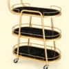 Aurelia Quad 4 tier luxury serving trolley with gold frame