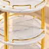 Aurelia Round marble serving trolley with white surfaces and gold frame
