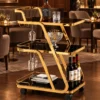 Aurelio Luxe 3 tier bar trolley with glass holders