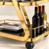 Aurelio Luxe 3 tier bar trolley with glass holders