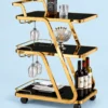 Aurelio Luxe 3 tier bar trolley with glass holders