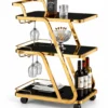 Aurelio Luxe 3 tier bar trolley with glass holders