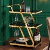 Aurelio Luxe 3 tier bar trolley with glass holders