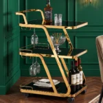 Aurelio Luxe 3 tier bar trolley with glass holders