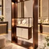 Aureon Luxe LED jewelry display showcase with storage cabinet