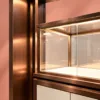 Aureon Luxe LED jewelry display showcase with storage cabinet