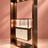 Aureon Luxe LED jewelry display showcase with storage cabinet