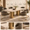 Aureon Luxe marble dining table with gold pedestal base and upholstered chairs